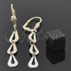 Oro Laminado Long Earring, Gold Filled Style Teardrop Design, Diamond Cutting Finish, Tricolor, 02.63.2150