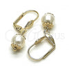 Oro Laminado Dangle Earring, Gold Filled Style with Ivory Pearl, Polished, Golden Finish, 02.63.2753