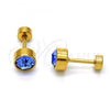 Stainless Steel Stud Earring, with Blue Shade Crystal, Polished, Golden Finish, 02.271.0008.7