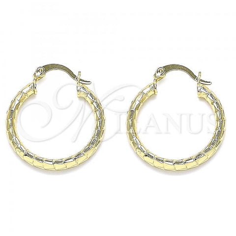 Oro Laminado Medium Hoop, Gold Filled Style Diamond Cutting Finish, Golden Finish, 02.213.0243.1.25