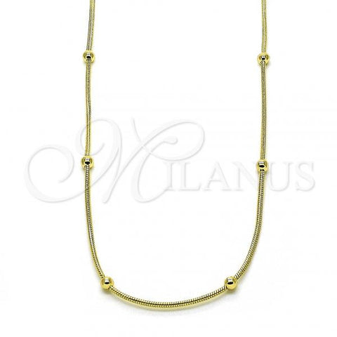 Oro Laminado Fancy Necklace, Gold Filled Style Ball and Rat Tail Design, Polished, Golden Finish, 04.213.0296.18