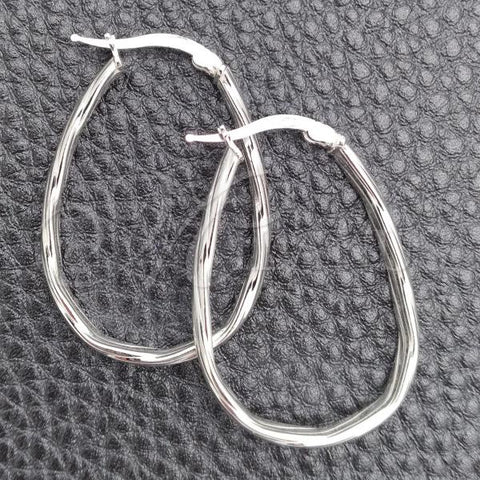 Sterling Silver Medium Hoop, Diamond Cutting Finish, Silver Finish, 02.389.0131.30