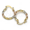 Oro Laminado Small Hoop, Gold Filled Style Diamond Cutting Finish, Tricolor, 02.65.2586.20