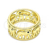 Oro Laminado Multi Stone Ring, Gold Filled Style Elephant Design, with White Micro Pave, Polished, Golden Finish, 01.380.0006.07
