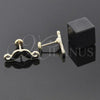 Oro Laminado Stud Earring, Gold Filled Style Moustache Design, Black Enamel Finish, Golden Finish, 02.09.0016