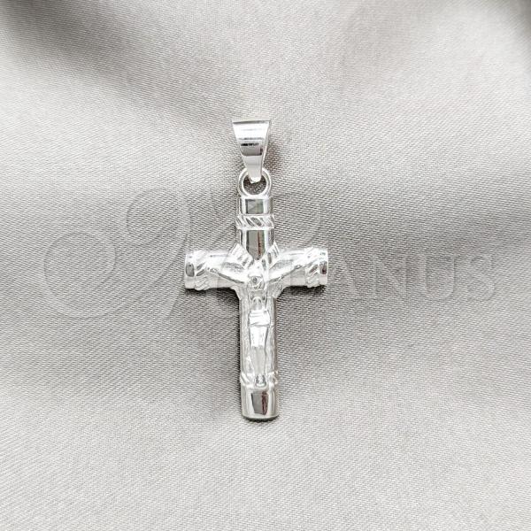 Sterling Silver Religious Pendant, Crucifix Design, Polished, Silver Finish, 05.395.0006