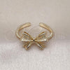 Oro Laminado Elegant Ring, Gold Filled Style Bow Design, Matte Finish, Golden Finish, 01.60.0024