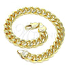 Oro Laminado Basic Anklet, Gold Filled Style Miami Cuban Design, Polished, Golden Finish, 04.63.0130.1.10