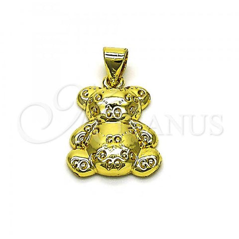 Oro Laminado Fancy Pendant, Gold Filled Style Teddy Bear Design, Polished, Golden Finish, 05.341.0072