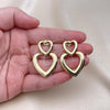 Oro Laminado Stud Earring, Gold Filled Style Heart Design, Polished, Golden Finish, 02.418.0003