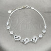 Sterling Silver Fancy Bracelet, Heart Design, with White Cubic Zirconia, Polished, Silver Finish, 03.400.0008.07