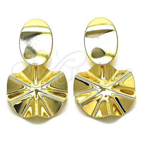 Oro Laminado Long Earring, Gold Filled Style Polished, Golden Finish, 02.385.0029