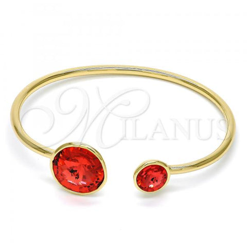Oro Laminado Individual Bangle, Gold Filled Style with Padparadscha Swarovski Crystals, Polished, Golden Finish, 07.239.0003.9 (03 MM Thickness, One size fits all)