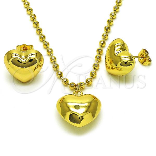 Oro Laminado Earring and Pendant Adult Set, Gold Filled Style Chunky and Ball Design, Polished, Golden Finish, 10.417.0008