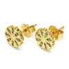 Oro Laminado Stud Earring, Gold Filled Style with White Micro Pave, Polished, Golden Finish, 02.156.0313