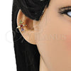 Oro Laminado Earcuff Earring, Gold Filled Style with Multicolor Cubic Zirconia, Polished, Golden Finish, 02.210.0690.1