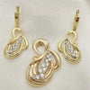 Oro Laminado Earring and Pendant Adult Set, Gold Filled Style with Cubic Zirconia, Golden Finish, 10.91.0211