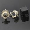 Oro Laminado Leverback Earring, Gold Filled Style Flower Design, with White Cubic Zirconia, Diamond Cutting Finish, Golden Finish, 5.127.051.2