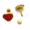 Stainless Steel Stud Earring, Heart Design, with Garnet Crystal, Polished, Golden Finish, 02.271.0022.8