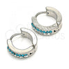 Stainless Steel Huggie Hoop, with Aqua Blue and White Crystal, Polished, Steel Finish, 02.230.0072.2.12
