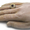 Oro Laminado Mens Ring, Gold Filled Style with Garnet and White Cubic Zirconia, Polished, Golden Finish, 01.266.0015.11 (Size 11)