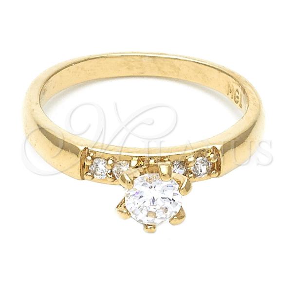 Oro Laminado Wedding Ring, Gold Filled Style with White Cubic Zirconia, Polished, Golden Finish, 5.164.020.07 (Size 7)