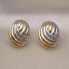 Oro Laminado Stud Earring, Gold Filled Style Chunky Design, Polished, Tricolor, 02.170.0445