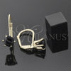 Oro Laminado Leverback Earring, Gold Filled Style with Black Cubic Zirconia, Polished, Golden Finish, 5.128.146