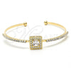 Oro Laminado Individual Bangle, Gold Filled Style with White Micro Pave and White Cubic Zirconia, Polished, Golden Finish, 07.97.0057 (03 MM Thickness, One size fits all)
