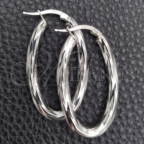 Sterling Silver Medium Hoop, Diamond Cutting Finish, Silver Finish, 02.389.0116.30