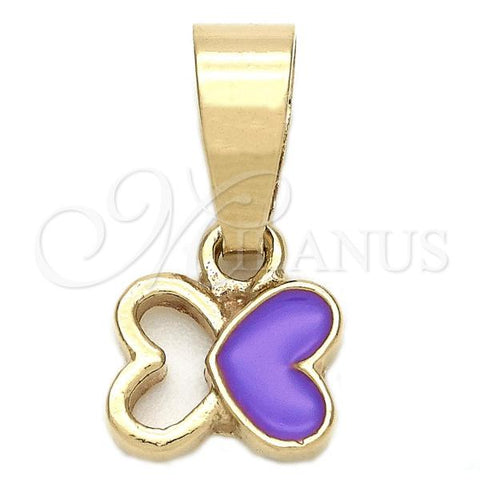Oro Laminado Fancy Pendant, Gold Filled Style Butterfly Design, Purple Enamel Finish, Golden Finish, 05.163.0063.1
