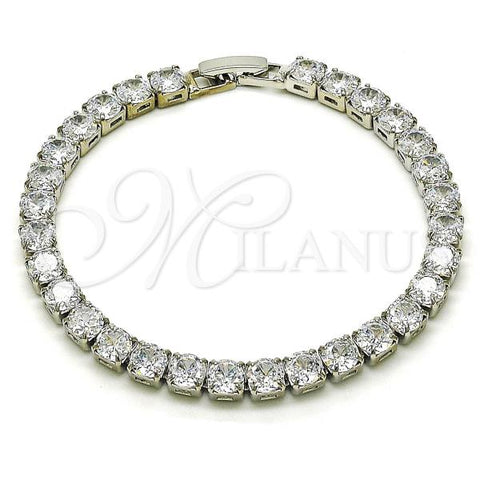 Rhodium Plated Tennis Bracelet, Cluster Design, with White Cubic Zirconia, Polished, Rhodium Finish, 03.283.0387.1.07