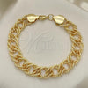 Oro Laminado Fancy Bracelet, Gold Filled Style Chunky Design, Diamond Cutting Finish, Golden Finish, 03.331.0141.09