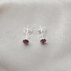 Sterling Silver Stud Earring, with Dark Amethyst Cubic Zirconia, Polished, Silver Finish, 02.397.0039.02