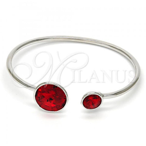 Rhodium Plated Individual Bangle, with Light Siam Swarovski Crystals, Polished, Rhodium Finish, 07.239.0003.6 (03 MM Thickness, One size fits all)