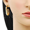 Oro Laminado Stud Earring, Gold Filled Style Chunky Design, Polished, Golden Finish, 02.163.0193.20