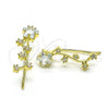 Oro Laminado Earcuff Earring, Gold Filled Style Star Design, with White Cubic Zirconia, Polished, Golden Finish, 02.210.0735
