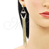 Oro Laminado Long Earring, Gold Filled Style Baguette Design, with White Cubic Zirconia, Polished, Golden Finish, 02.268.0116