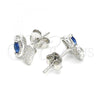 Sterling Silver Stud Earring, Butterfly Design, with Sapphire Blue and White Cubic Zirconia, Polished, Rhodium Finish, 02.369.0007.3