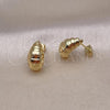 Oro Laminado Stud Earring, Gold Filled Style Teardrop Design, Diamond Cutting Finish, Golden Finish, 02.342.0326