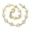 Oro Laminado Fancy Bracelet, Gold Filled Style Heart Design, Polished, Golden Finish, 03.326.0023.07