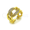 Oro Laminado Multi Stone Ring, Gold Filled Style Curb Design, with White Micro Pave, Polished, Golden Finish, 01.266.0051