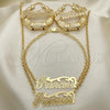 Oro Laminado Necklace, Bracelet and Earring, Gold Filled Style Polished, Golden Finish, 06.63.0241