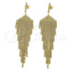 Oro Laminado Long Earring, Gold Filled Style with White Crystal, Polished, Golden Finish, 02.268.0106