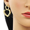Oro Laminado Dangle Earring, Gold Filled Style Heart Design, Polished, Golden Finish, 02.341.0167
