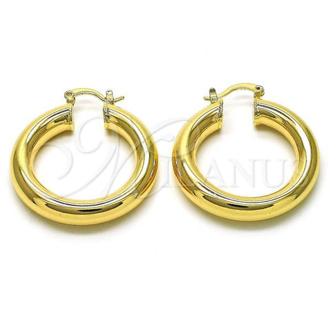 Oro Laminado Small Hoop, Gold Filled Style Hollow Design, Polished, Golden Finish, 02.163.0314.35