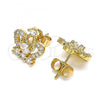 Oro Laminado Stud Earring, Gold Filled Style Crown Design, with White Cubic Zirconia, Polished, Golden Finish, 02.387.0027