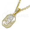 Oro Laminado Religious Pendant, Gold Filled Style Little Girl Design, Polished, Tricolor, 05.351.0175