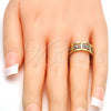 Oro Laminado Set Bangle, Gold Filled Style Diamond Cutting Finish, Two Tone, 13.99.0004.05.09 (09 MM Thickness, Size 9)
