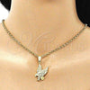 Oro Laminado Fancy Pendant, Gold Filled Style Eagle Design, Diamond Cutting Finish, Golden Finish, 5.182.010